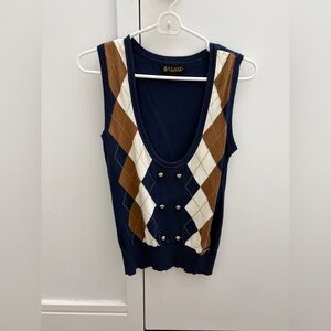 Eland Women's Navy Argyle Tank Top